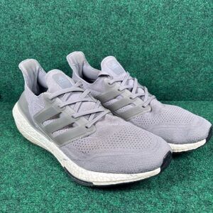 Adidas Ultraboost 21 Primeblue Shoes Womens Size 12 Gray Knit Running Sneakers